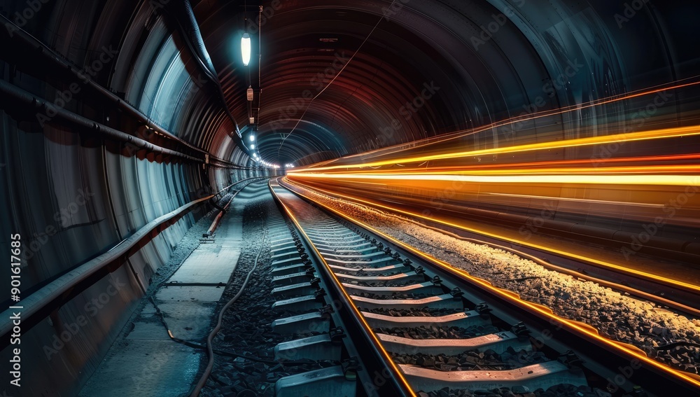 Railway Tunnel with Lights Railway Tunnel with Lights