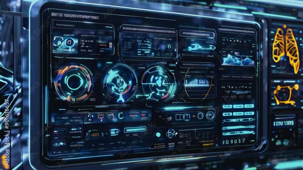 Medical HUD and info graphic elements in a futuristic user interface. Medical HUD and info graphic elements in a futuristic user interface.