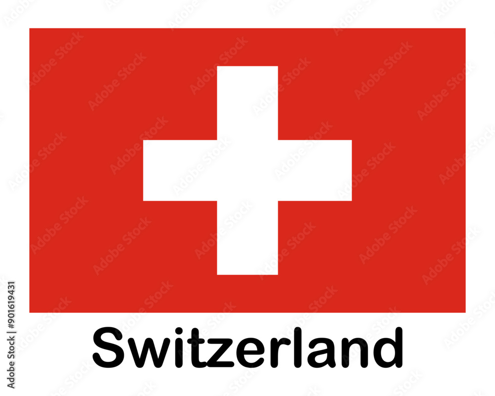 Obraz premium Switzerland national flag. Banner, state symbol, flagpole.