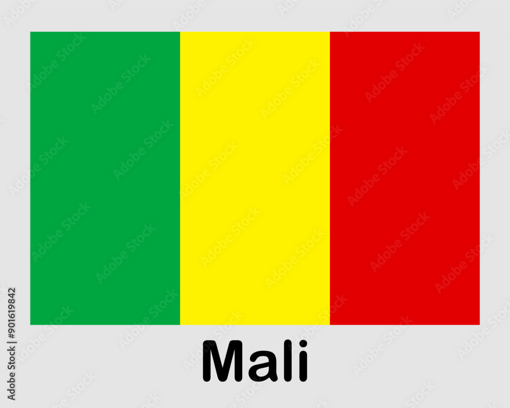 Obraz premium Mali national flag. Banner, state symbol, flagpole.