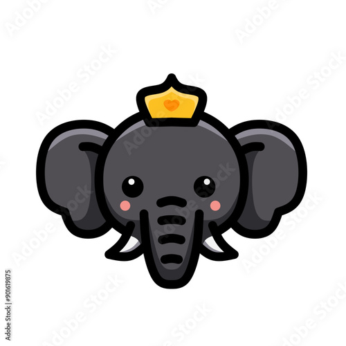 dark gray cute elephant icon