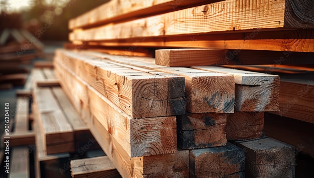 Stacked Lumber in Sawmill Stacked Lumber in Sawmill