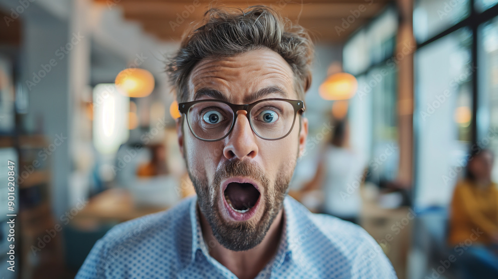 Shocked Man with Mouth Open in Surprise Shocked Man with Mouth Open in Surprise