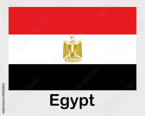 Egypt national flag. Banner, state symbol, flagpole.