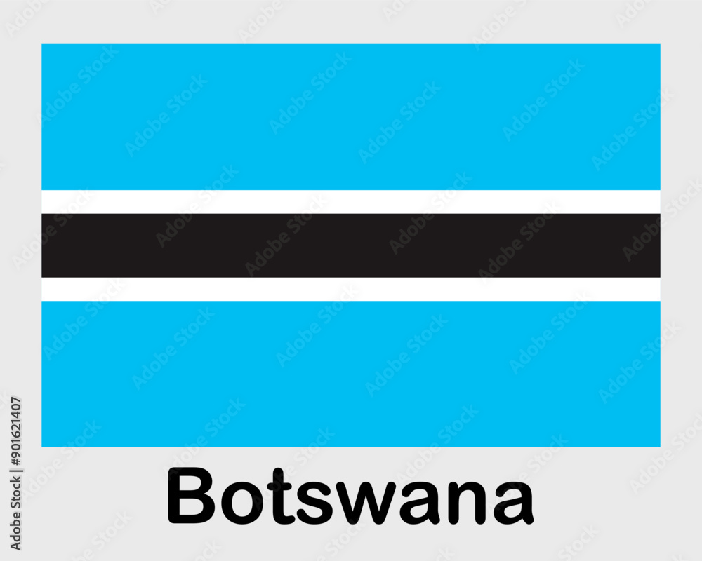 Botswana national flag. Banner, state symbol, flagpole. Botswana national flag. Banner, state symbol, flagpole.