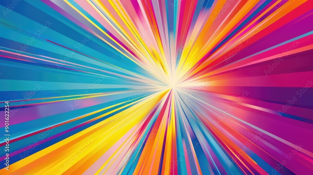 Fototapeta premium Bright, radiant lines forming abstract patterns