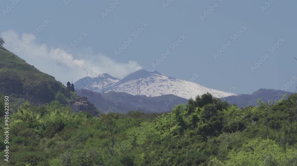 Etna Volcano Producing Smoke Rings, Sicily Etna Volcano Producing Smoke Rings, Sicily
