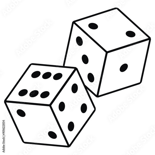 Pair of dice to gamble or gambling in craps line art vector icon for casino apps and websites