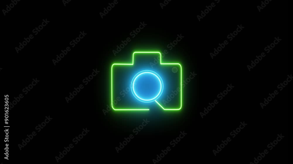 Glowing colorful neon line Photo camera icon isolated on black. camera shape by neon line. Glowing colorful neon line Photo camera icon isolated on black. camera shape by neon line.