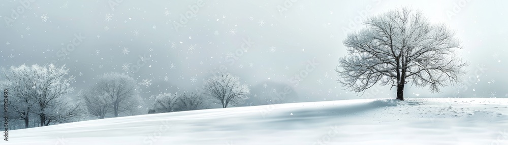 Serene Winter Snowfall - Modern Minimalistic Digital Art on White Background Serene Winter Snowfall - Modern Minimalistic Digital Art on White Background