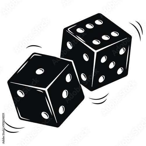 Pair of black dice to gamble or gambling. vector icon for casino apps and websites