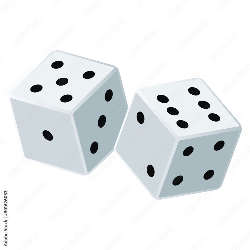 Pair of white dice to gamble or gambling. vector icon for casino apps and websites Pair of white dice to gamble or gambling. vector icon for casino apps and websites