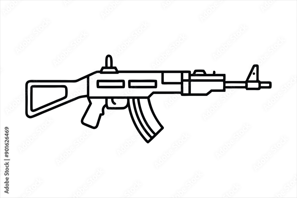 Naklejka premium Assault Rifle lineal color mode line art vector