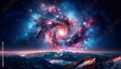 spaceship and nebula