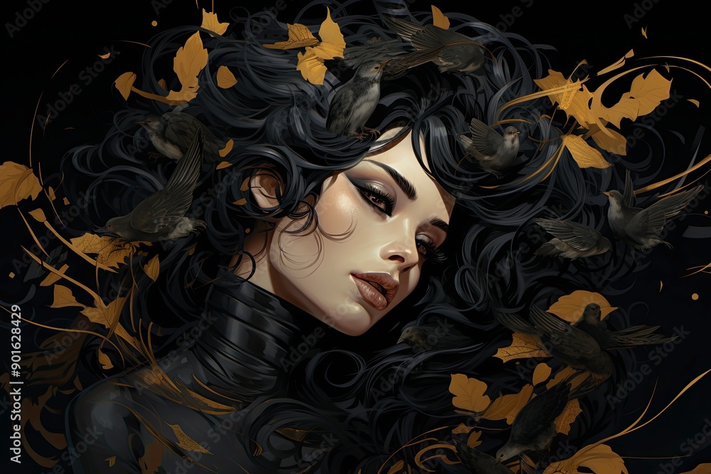 Dark gray and gold, editorial illustrations Dark gray and gold, editorial illustrations