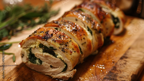 Chicken ballotine sliced