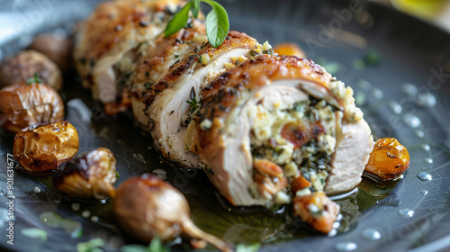 Chicken ballotine sliced photo