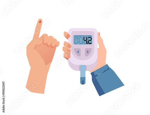 A device for checking diabetes and determining insulin levels on a white background.