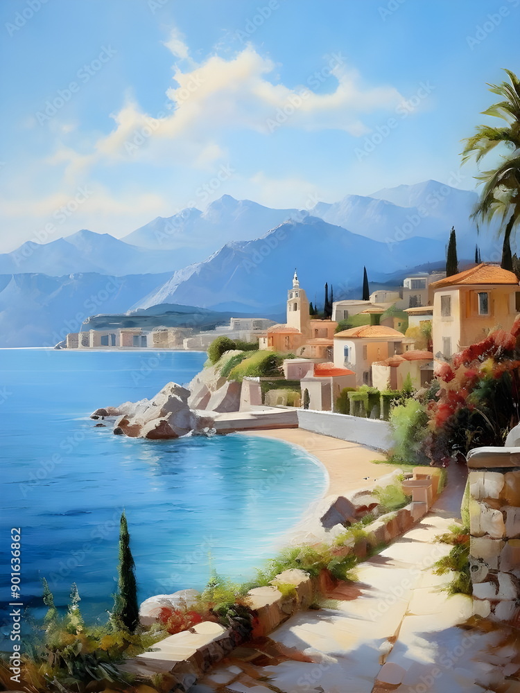 Fototapeta premium View of town in beach