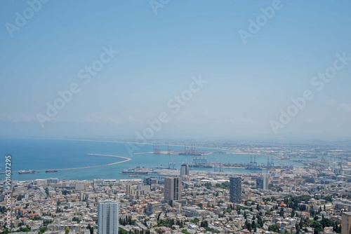 Haifa panoramic view of the city and the Mediterranean Sea