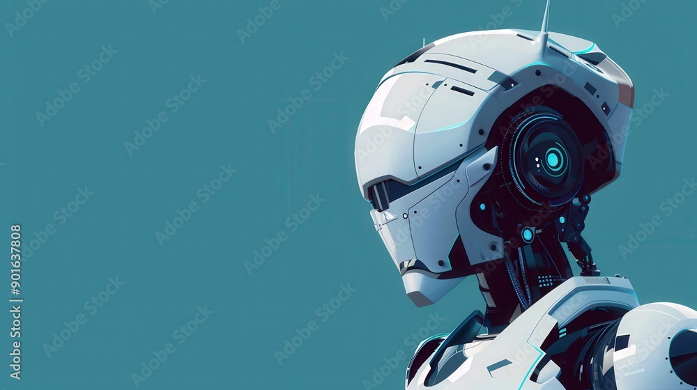 Futuristic robot design with sleek features and vibrant blue accents, perfect for technology-themed projects and illustrations. Futuristic robot design with sleek features and vibrant blue accents, perfect for technology-themed projects and illustrations.