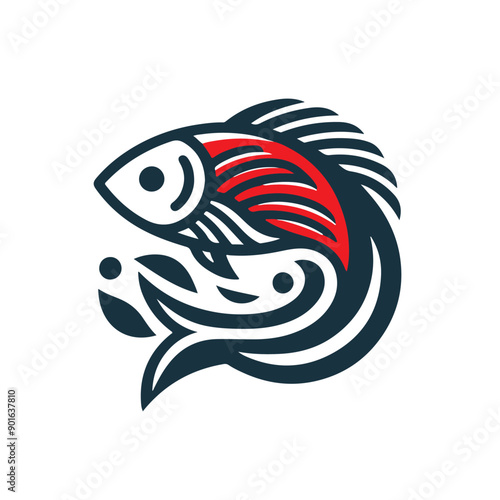 Fish vector illustration isolated on white background. Fish icon, logo