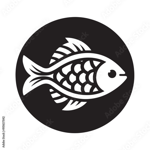 Fish vector icon isolated on white background 