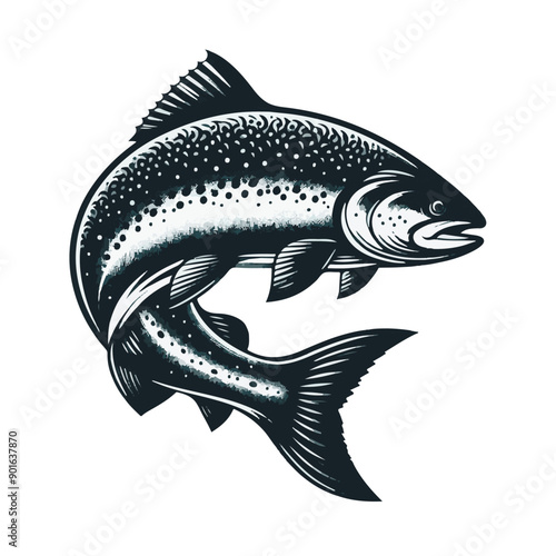 Salmon vector isolated on white background
