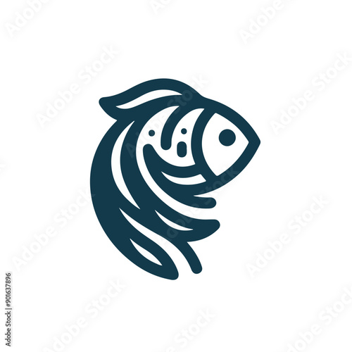 Fish vector icon on white background 
