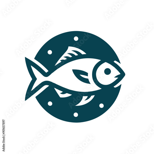 Fish vector icon isolated, white background 
