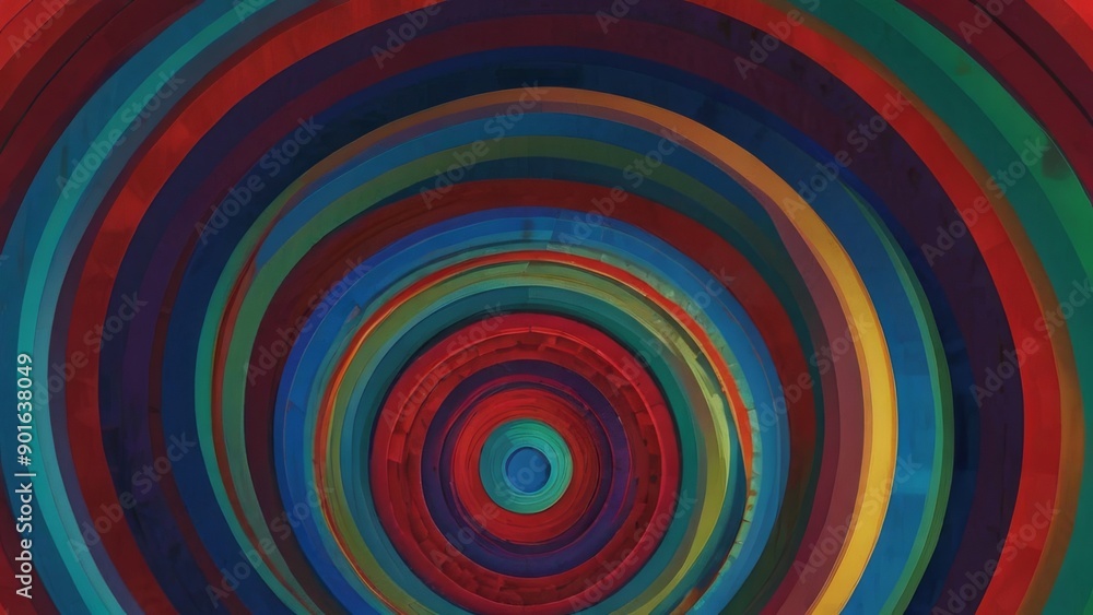 an abstract wallpaper with concentric circles in radiant colors like red, green, and electric blue, forming a hypnotic pattern, 3d