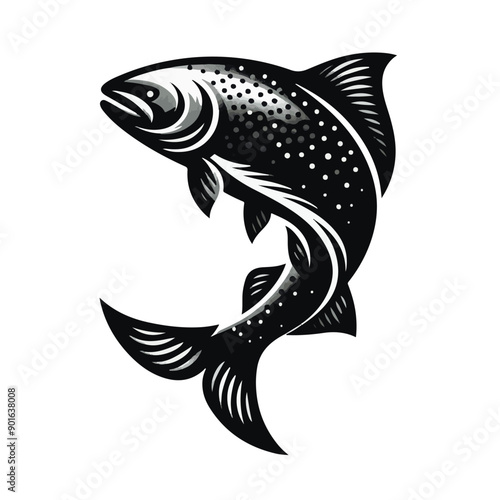 Salmon vector icon isolated on white background