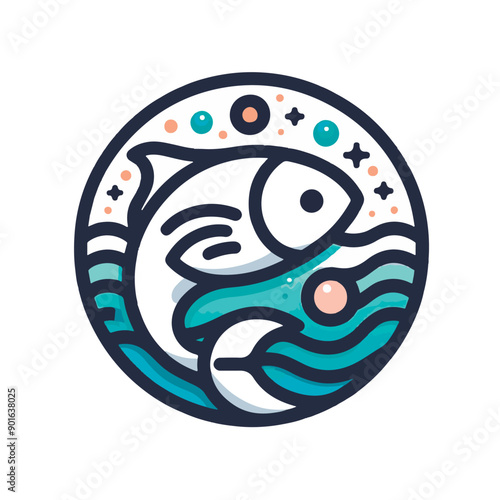 Fish logo, icon, vector, isolated on white background