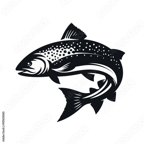 Salmon vector isolated on white background. Fish vector icon