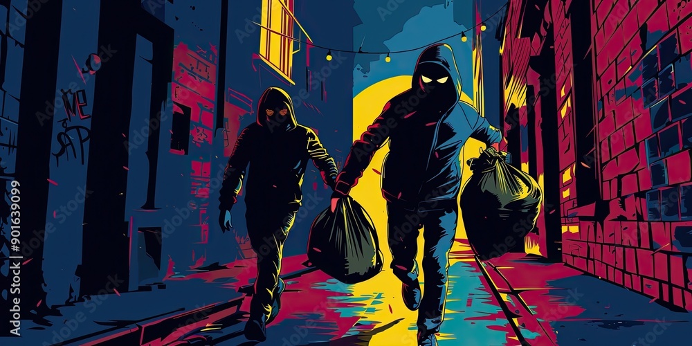 Fototapeta premium Crime Scene: Thieves in Alley