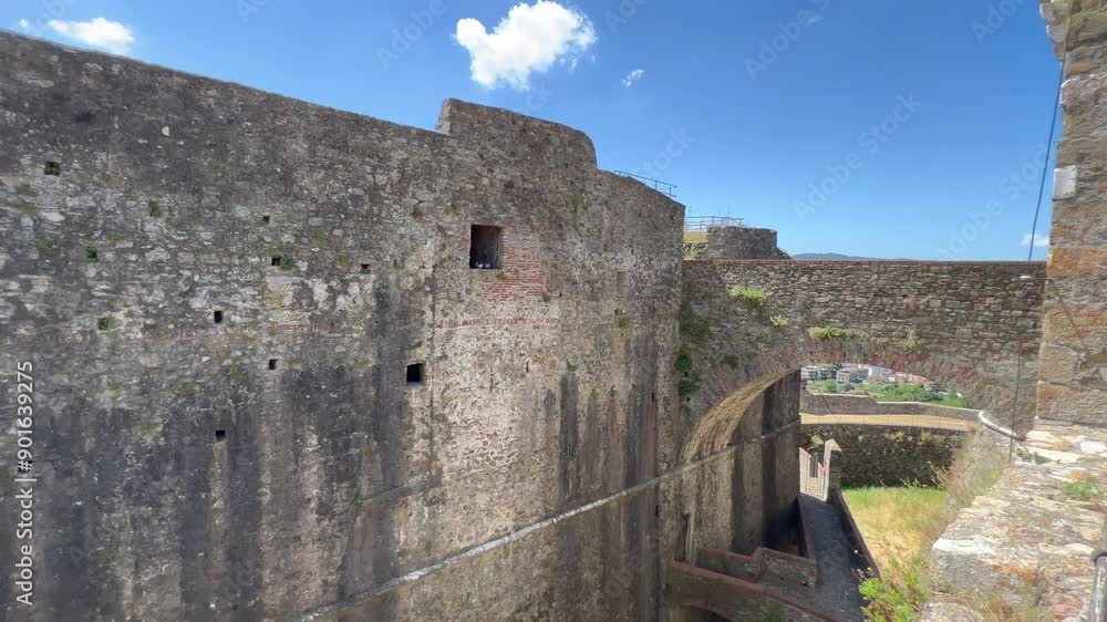 walkways and passages on the walls of the Sarzanello fortress on Sarzana Spezia. High quality 4k footage walkways and passages on the walls of the Sarzanello fortress on Sarzana Spezia. High quality 4k footage