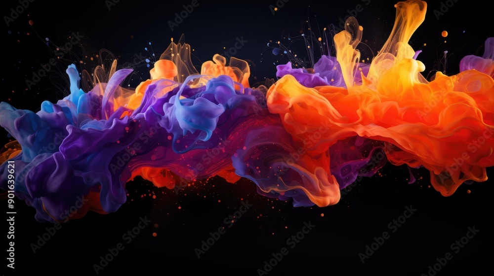 Fluorescent fluid splash in a dark space Fluorescent fluid splash in a dark space
