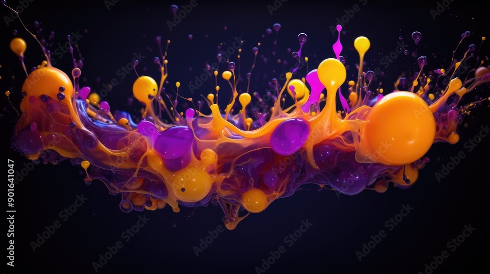 Fluorescent fluid splash in a dark space Fluorescent fluid splash in a dark space