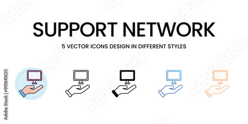 Support Network icons set vector illustration, vector stock