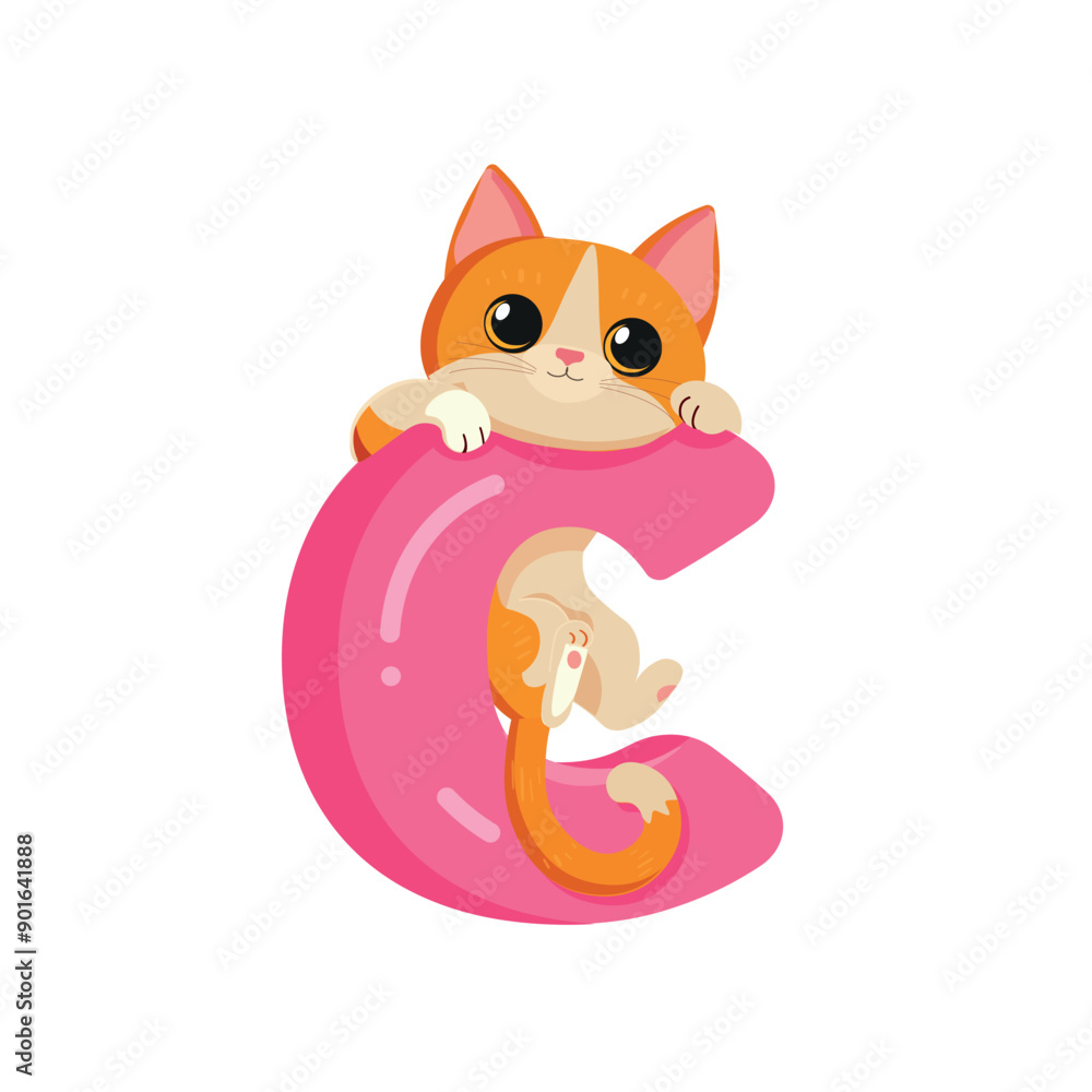 Fototapeta premium C is for cat english alphabet upper case flashcard