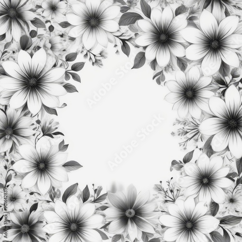 Floral Frame of Black and White Daisies