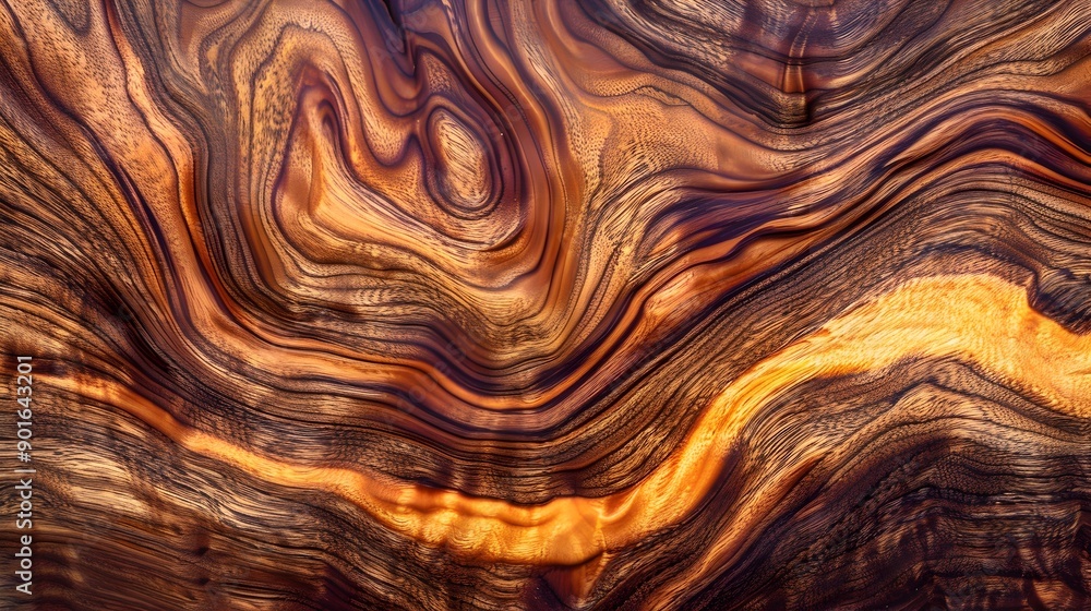 Exotic Hardwood Surface with Mesmerizing Grain Patterns and Rich Tones Exotic Hardwood Surface with Mesmerizing Grain Patterns and Rich Tones
