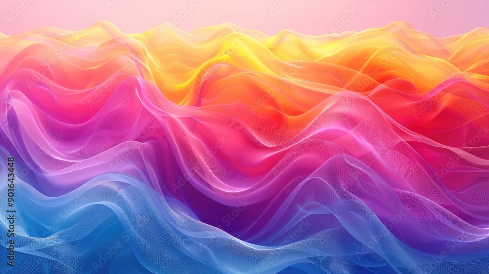 Flowing, wavy shapes with a spectrum of bright colors Flowing, wavy shapes with a spectrum of bright colors