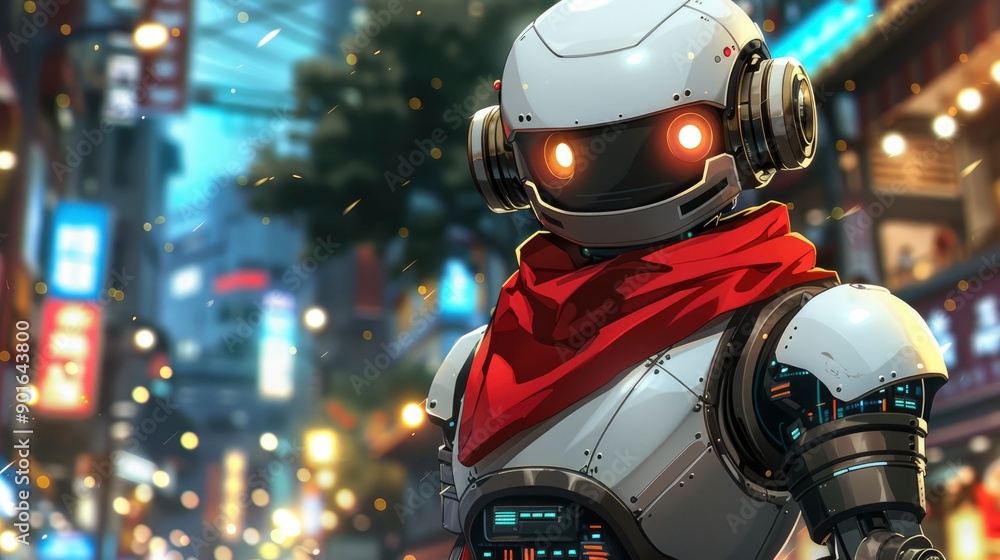 Futuristic Robot in Cityscape Futuristic Robot in Cityscape