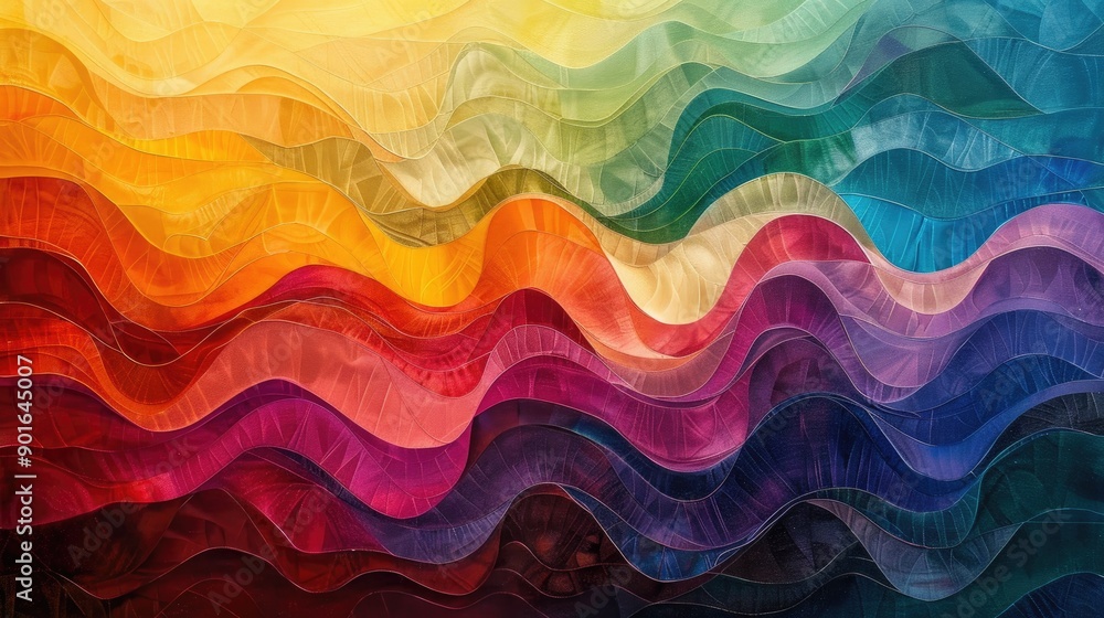 Flowing, wavy shapes with a spectrum of bright colors Flowing, wavy shapes with a spectrum of bright colors