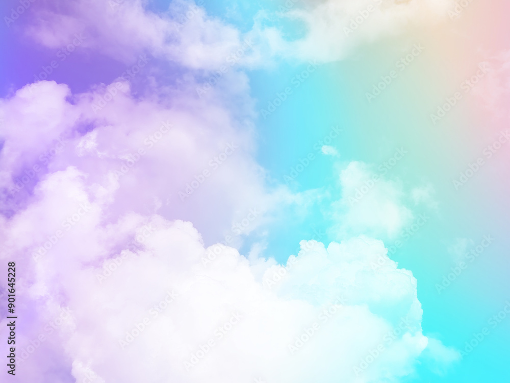 beauty sweet pastel violet and blue colorful with fluffy clouds on sky. multi color rainbow image. abstract fantasy growing light beauty sweet pastel violet and blue colorful with fluffy clouds on sky. multi color rainbow image. abstract fantasy growing light