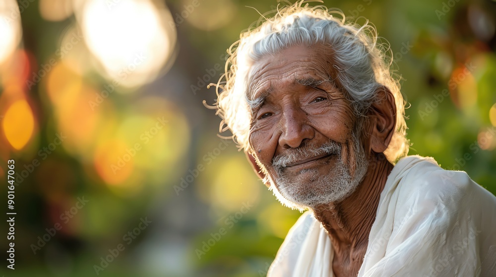 An elderly man looking proud and content on International Day of Non-Violence, more clarity with clear light and sharp focus, high detailed An elderly man looking proud and content on International Day of Non-Violence, more clarity with clear light and sharp focus, high detailed