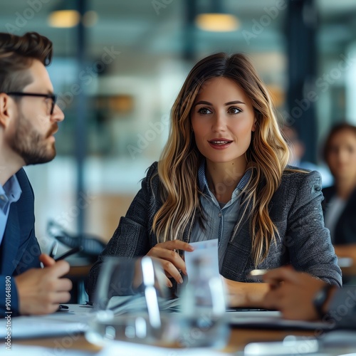 Wallpaper Mural International Equal Pay Day with businesspeople negotiating fair salaries in an office setting Torontodigital.ca