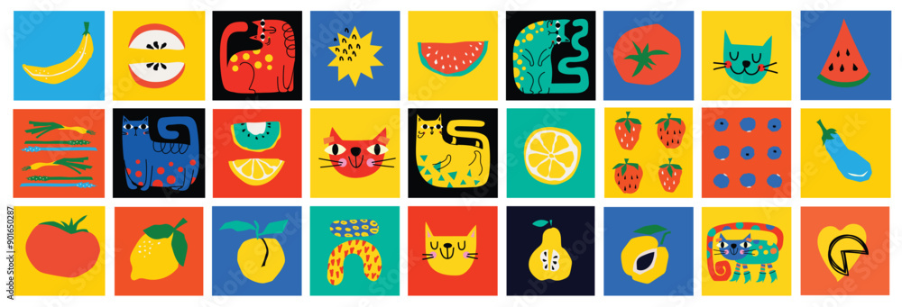 Abstract Graphic Elements set in Minimal Trendy Style. Hand drawn doodle cats, spots, drops, curves, lines for creating patterns, Invitations, posters, cards, social media posts Abstract Graphic Elements set in Minimal Trendy Style. Hand drawn doodle cats, spots, drops, curves, lines for creating patterns, Invitations, posters, cards, social media posts