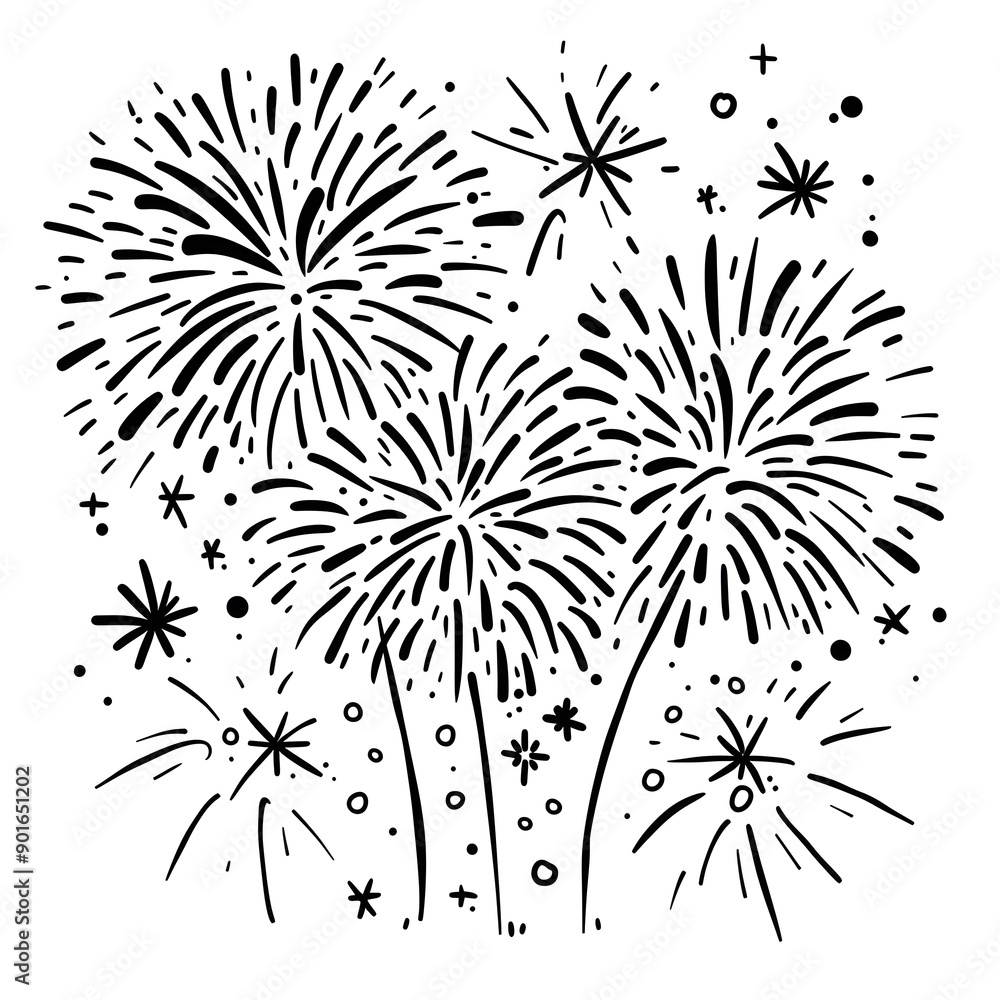 Obraz premium New Year and Christmas card, graphic advertising backgrounds in a doodle 2D illustrator style.